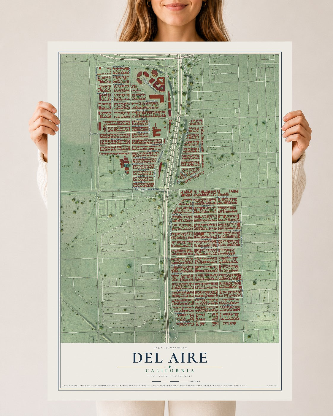 Map of Del Aire, California, 24 x 36 inch unframed archival matte print