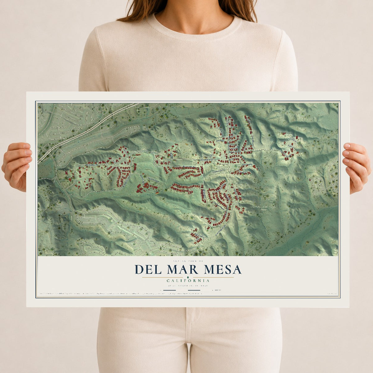 Map of Del Mar Mesa, California, 12 x 18 inch unframed archival matte print