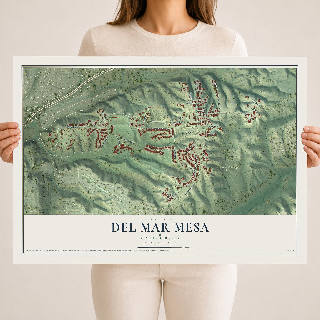 Map of Del Mar Mesa, California, 18 x 24 inch unframed archival matte print