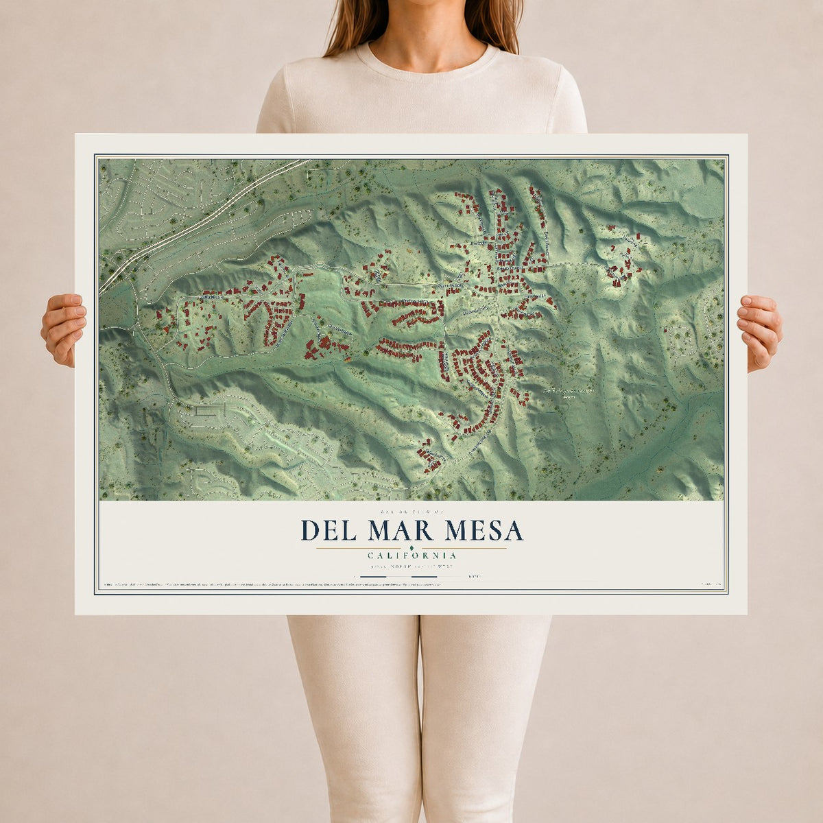 Map of Del Mar Mesa, California, 24 x 36 inch unframed archival matte print