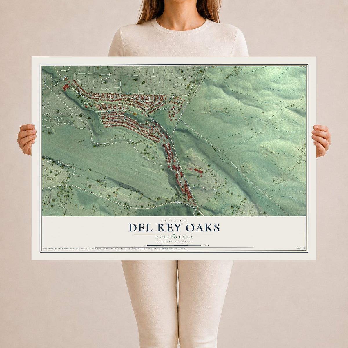Map of Del Rey Oaks, California, 24 x 36 inch unframed archival matte print