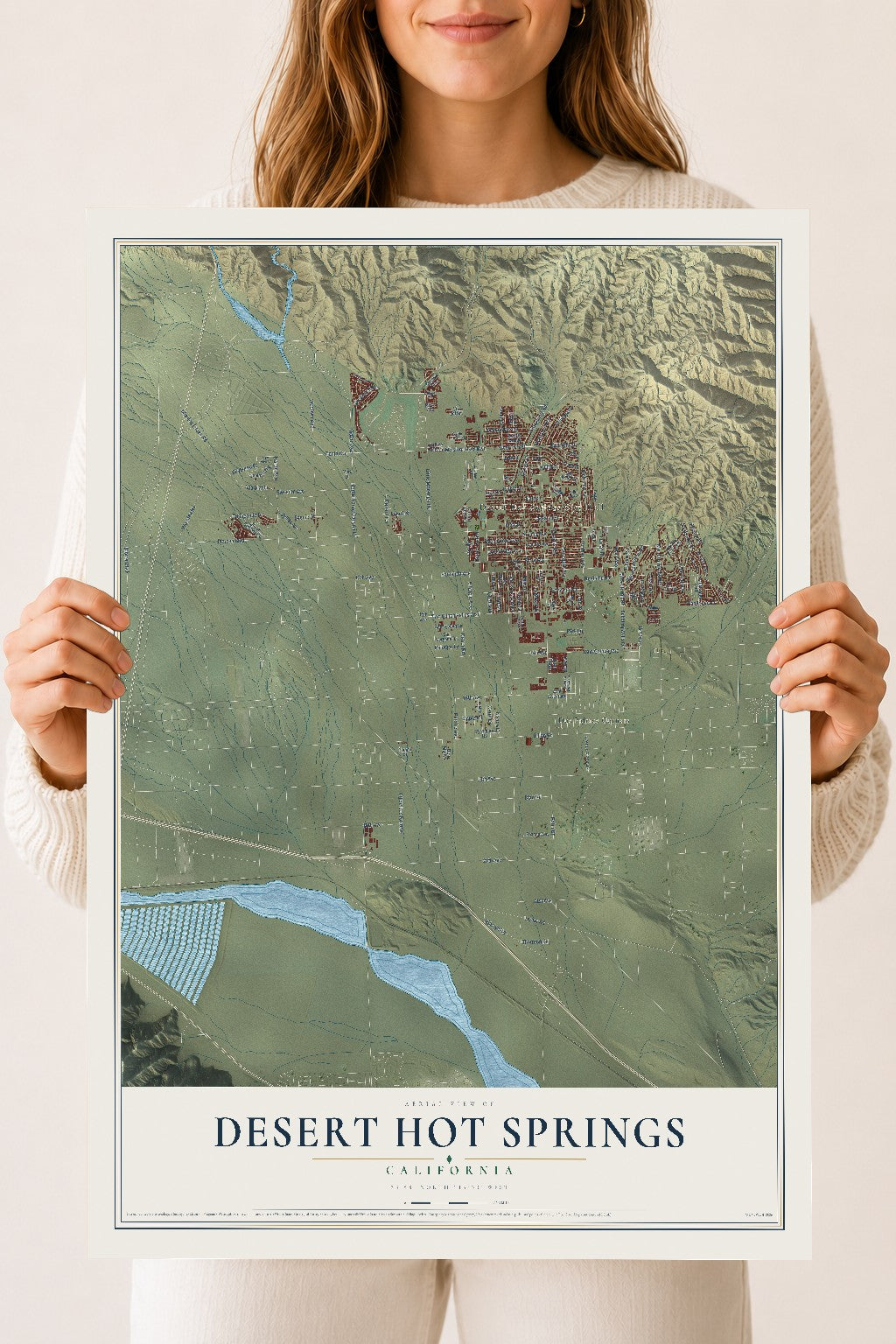 Map of Desert Hot Springs, California, 18 x 24 inch unframed archival matte print