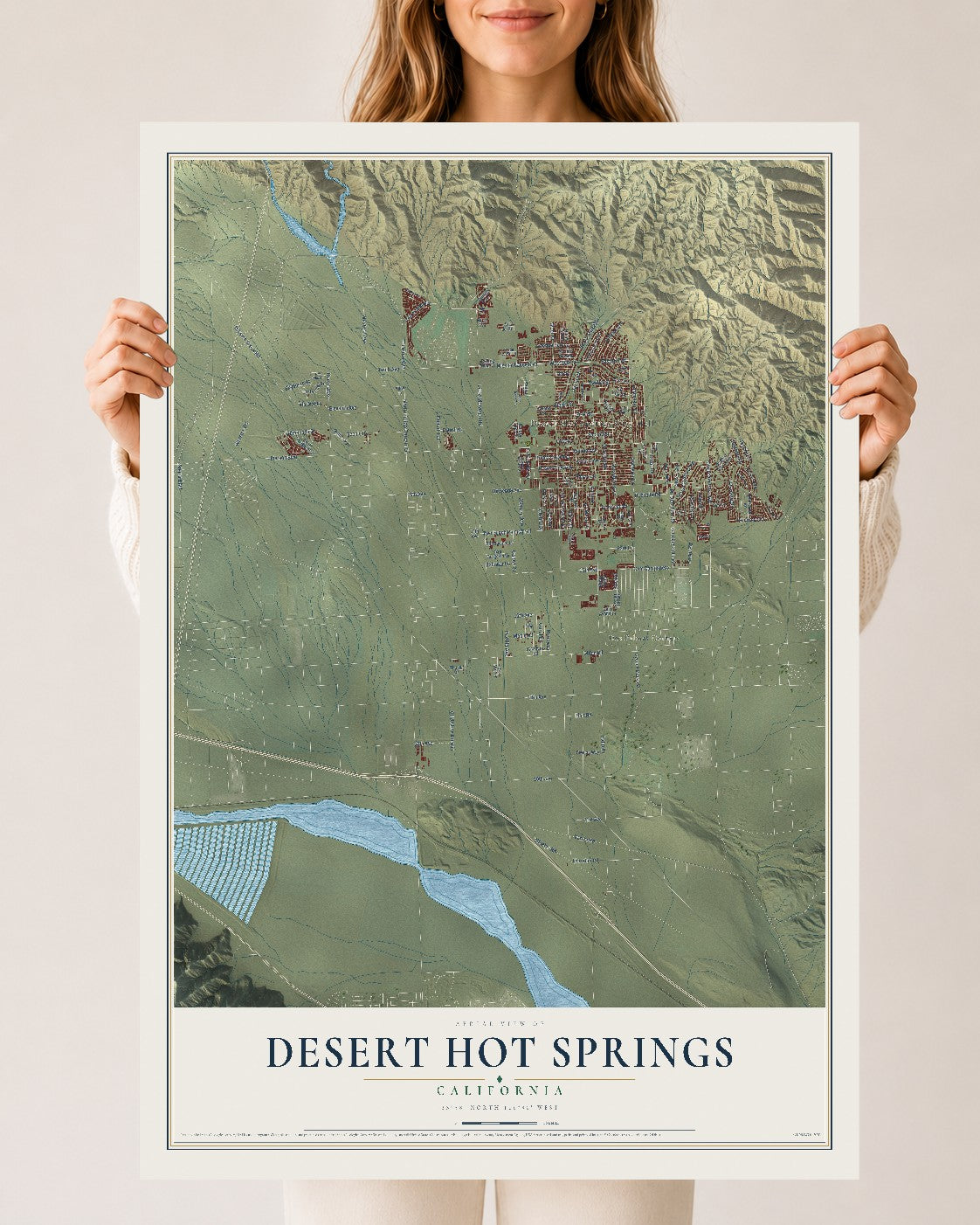 Map of Desert Hot Springs, California, 24 x 36 inch unframed archival matte print