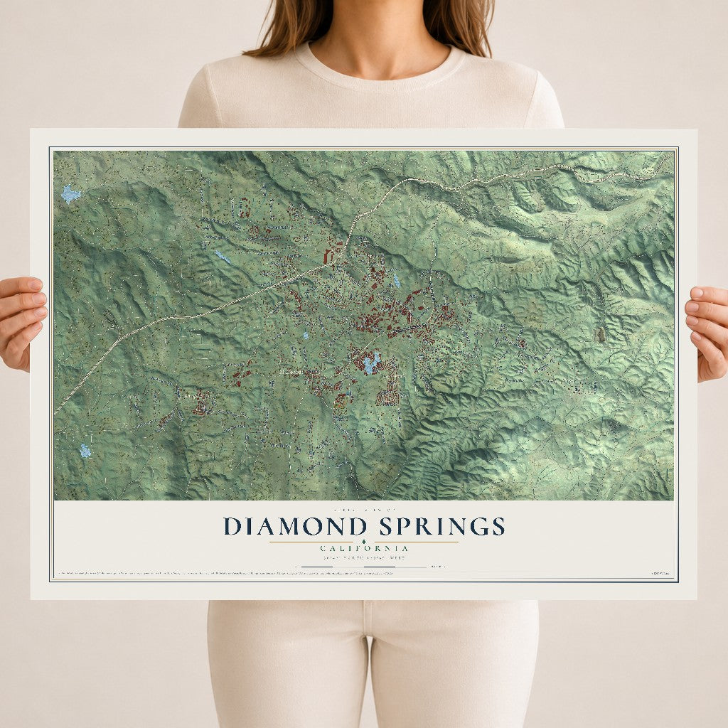 Map of Diamond Springs, California, 18 x 24 inch unframed archival matte print