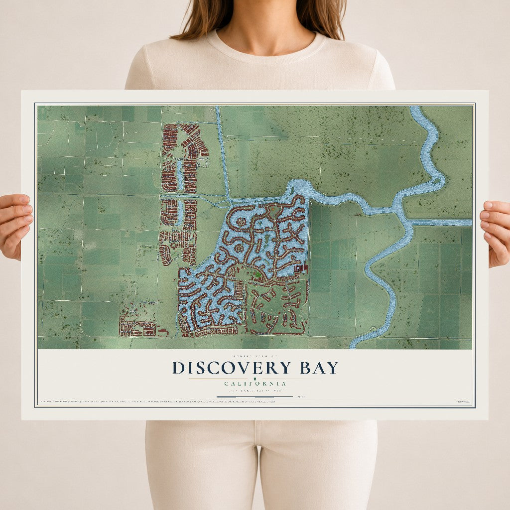 Map of Discovery Bay, California, 18 x 24 inch unframed archival matte print