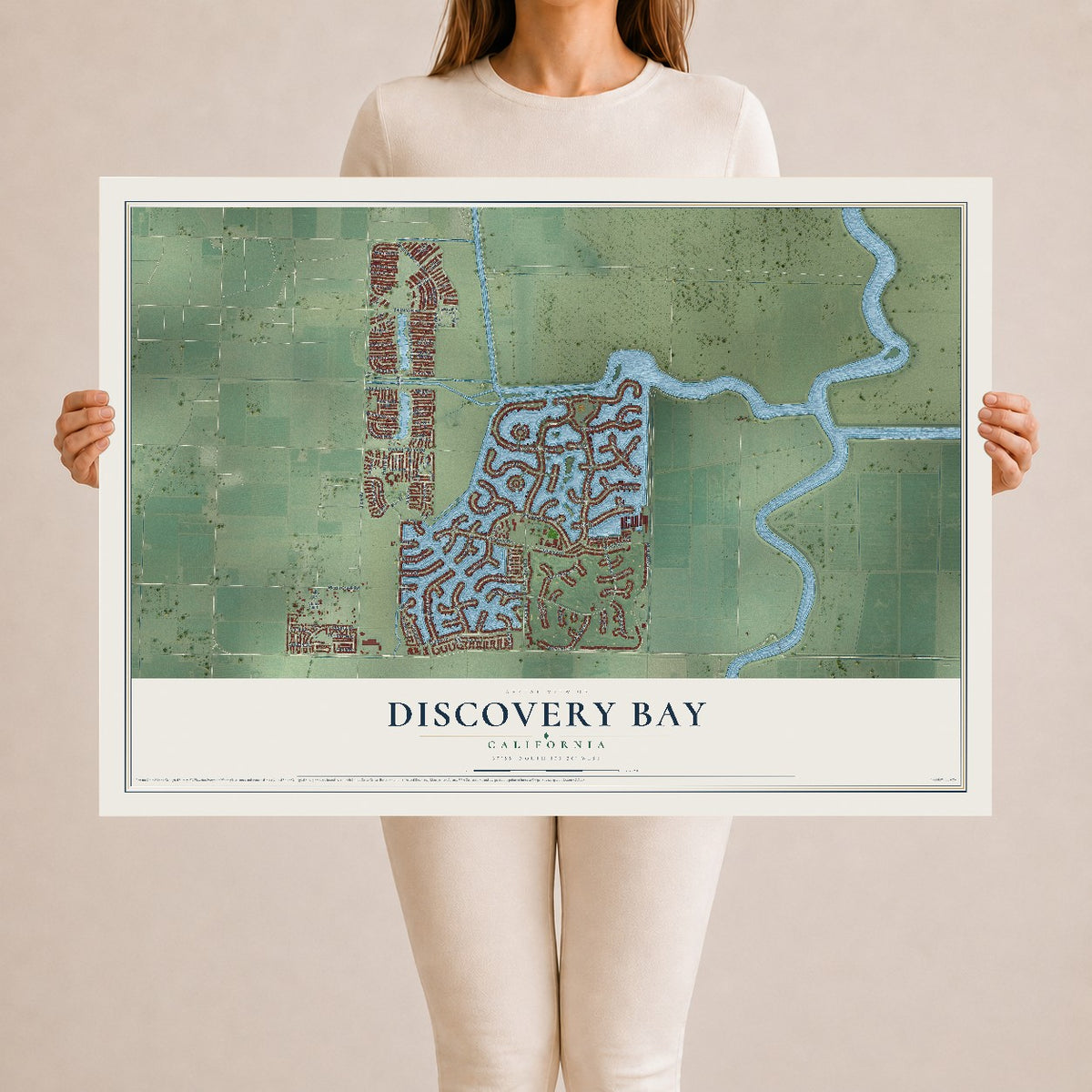 Map of Discovery Bay, California, 24 x 36 inch unframed archival matte print
