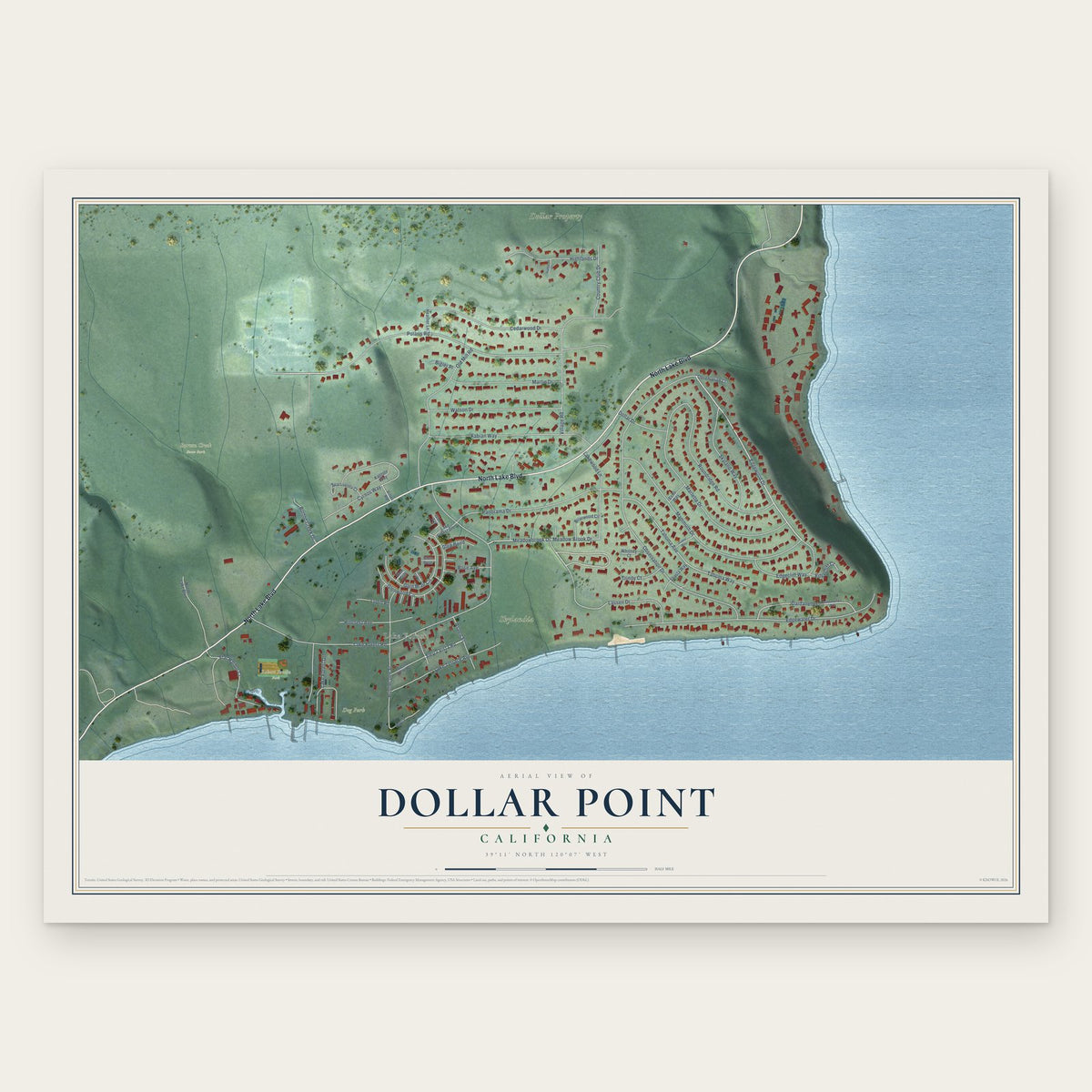 Dollar Point, California map print, the full design