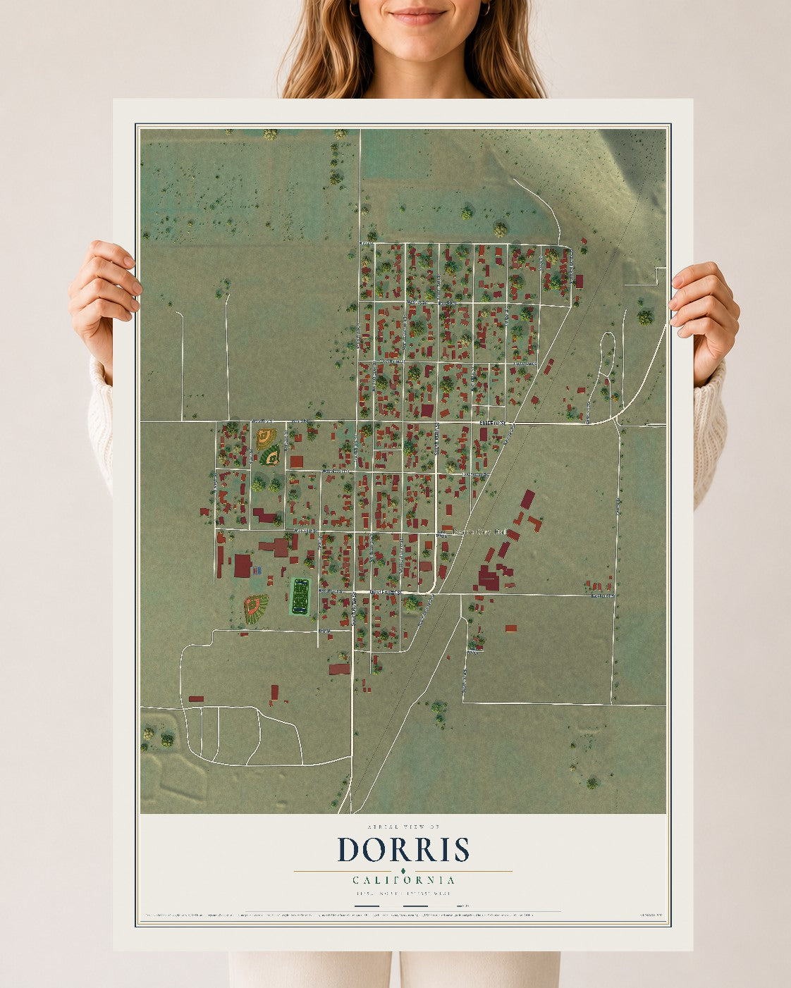 Map of Dorris, California, 24 x 36 inch unframed archival matte print
