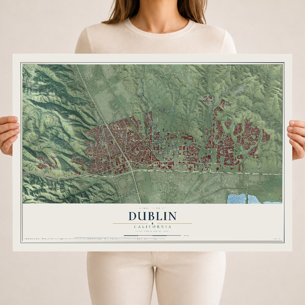 Map of Dublin, California, 18 x 24 inch unframed archival matte print