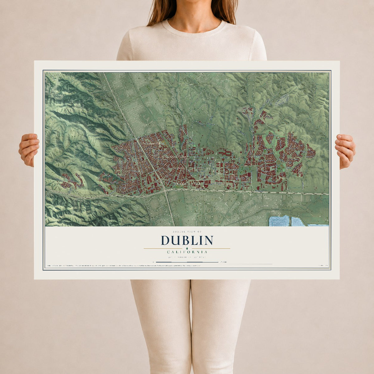 Map of Dublin, California, 24 x 36 inch unframed archival matte print