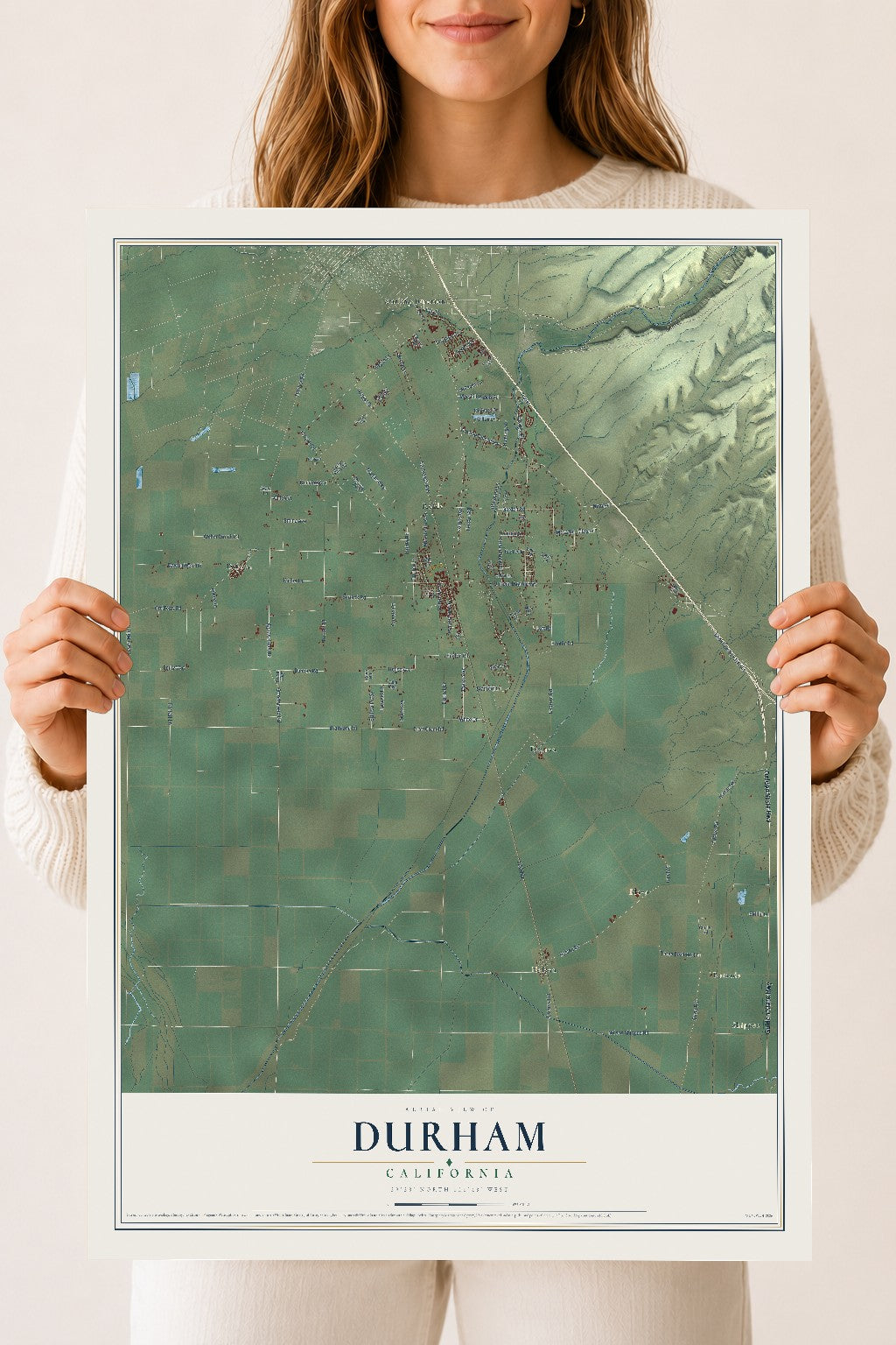 Map of Durham, California, 18 x 24 inch unframed archival matte print