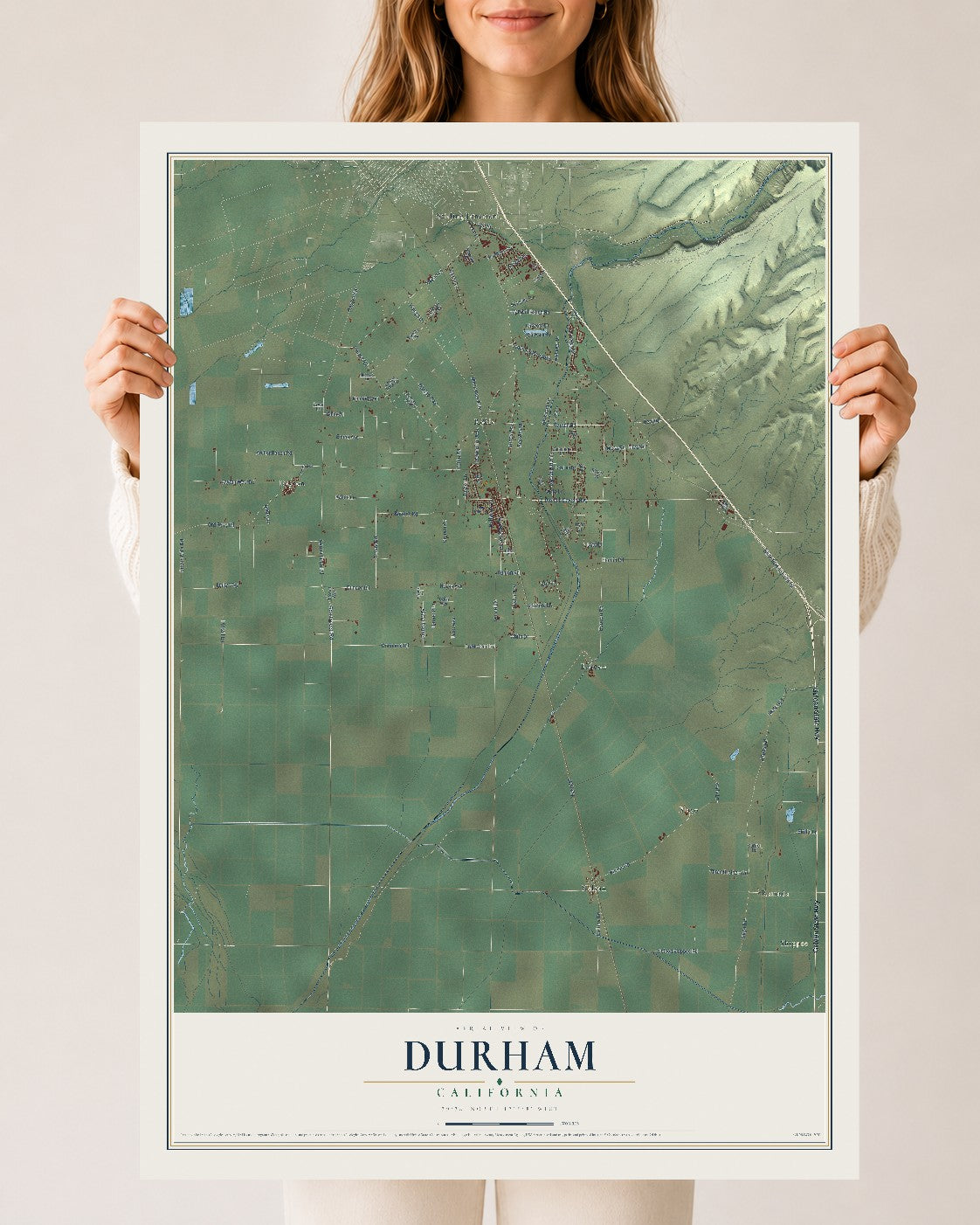 Map of Durham, California, 24 x 36 inch unframed archival matte print