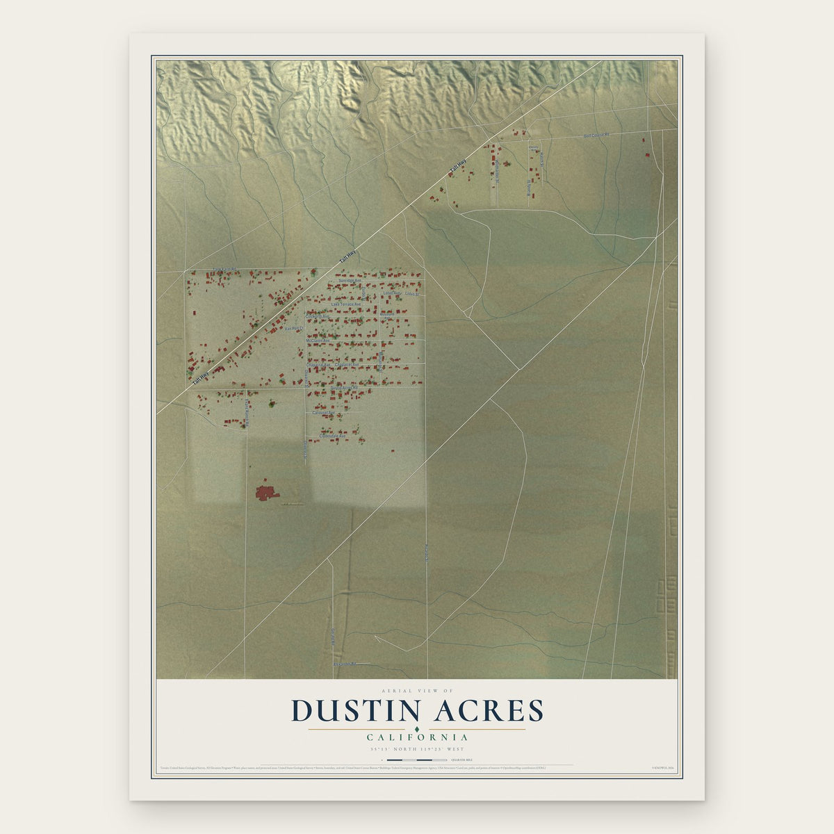 Dustin Acres, California map print, the full design