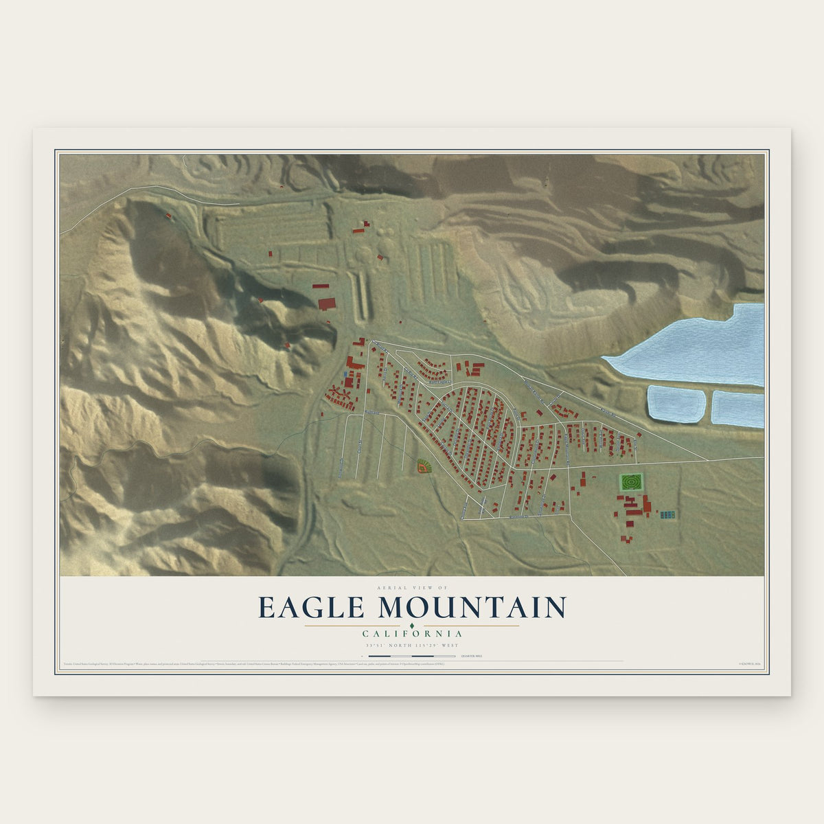 Eagle Mountain, California map print, the full design