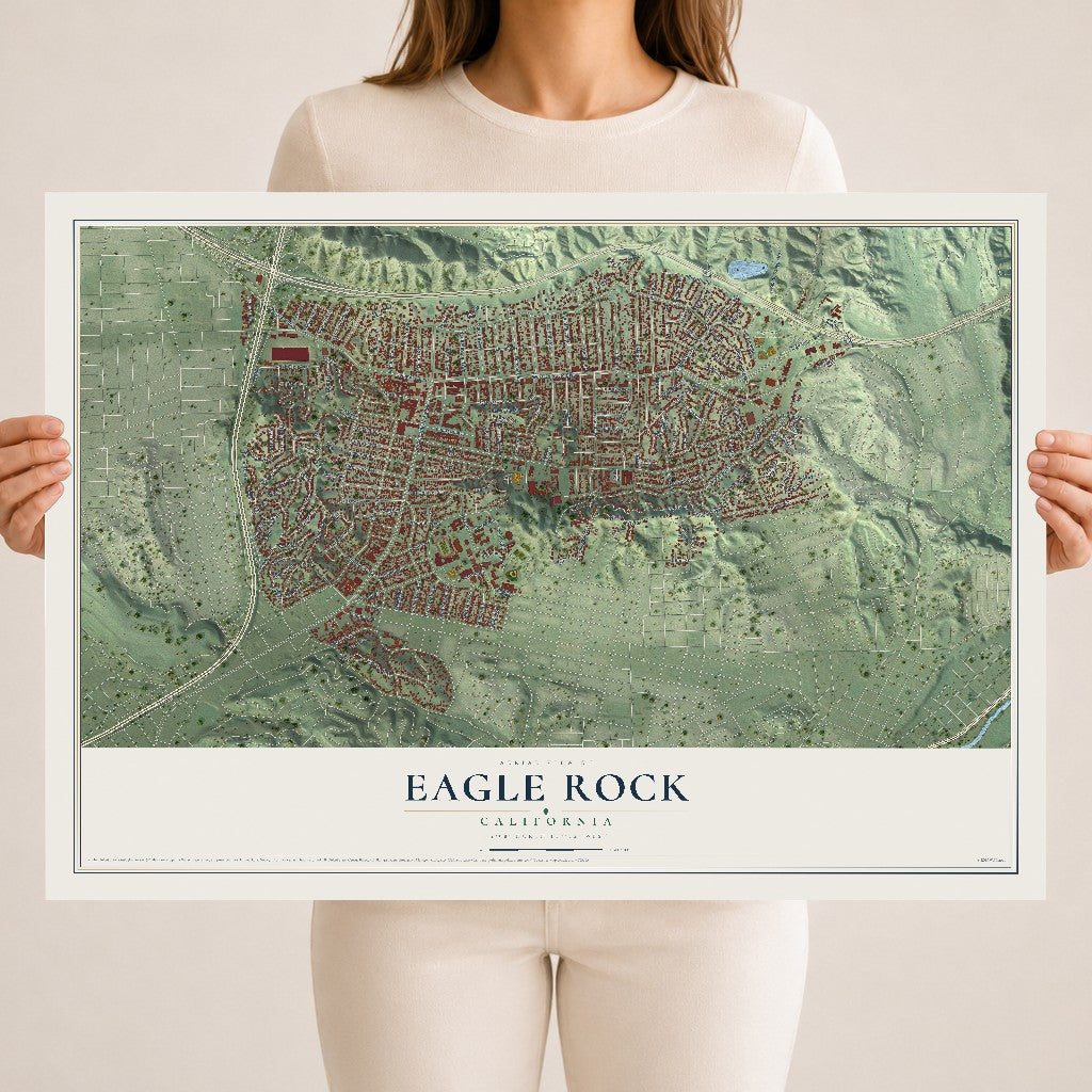 Map of Eagle Rock, California, 18 x 24 inch unframed archival matte print