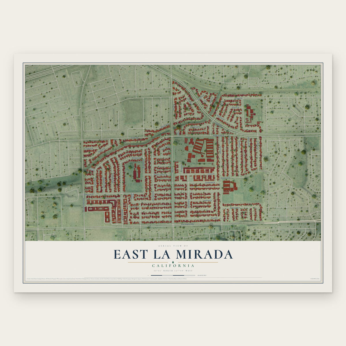 East La Mirada, California map print, the full design