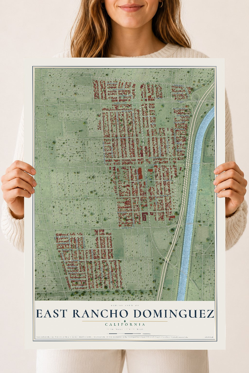Map of East Rancho Dominguez, California, 18 x 24 inch unframed archival matte print