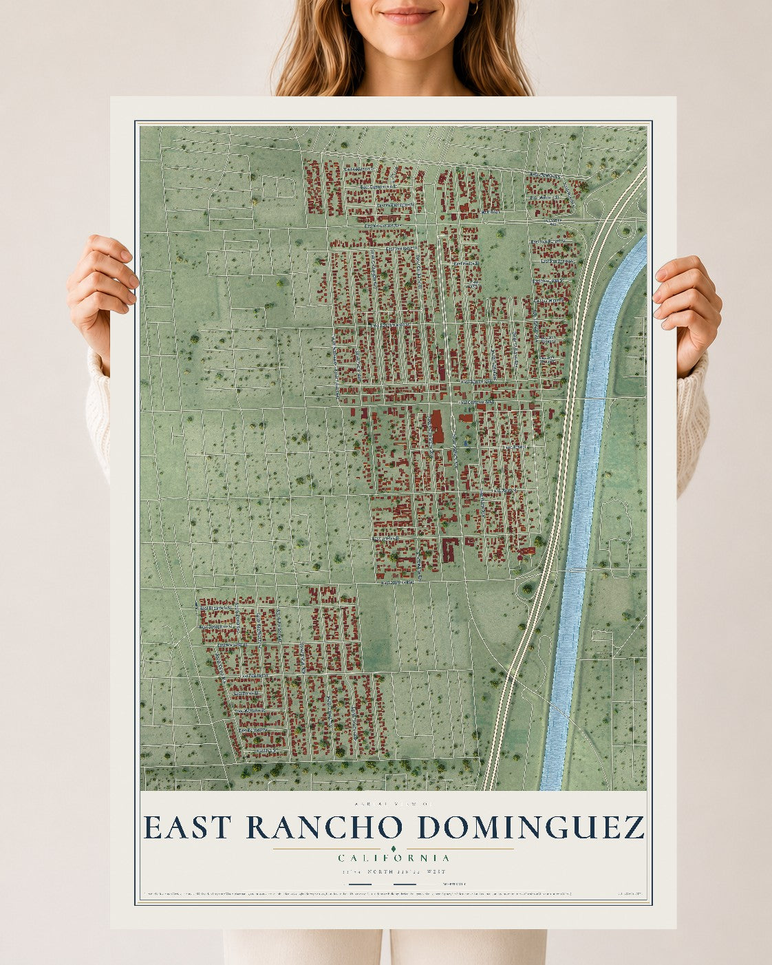 Map of East Rancho Dominguez, California, 24 x 36 inch unframed archival matte print