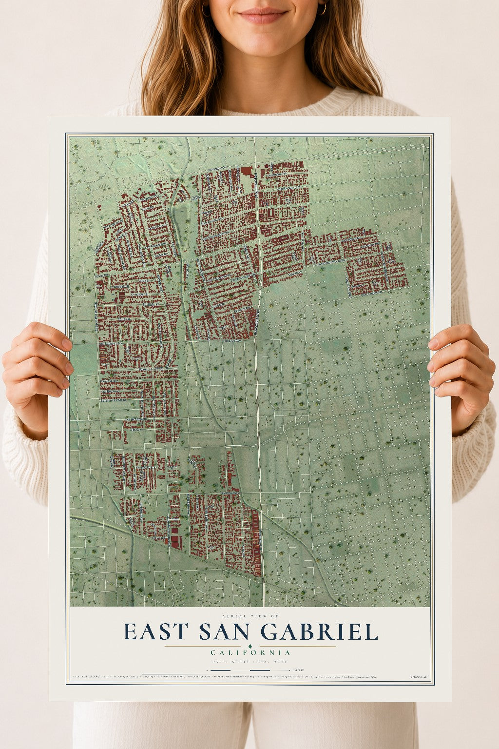 Map of East San Gabriel, California, 18 x 24 inch unframed archival matte print