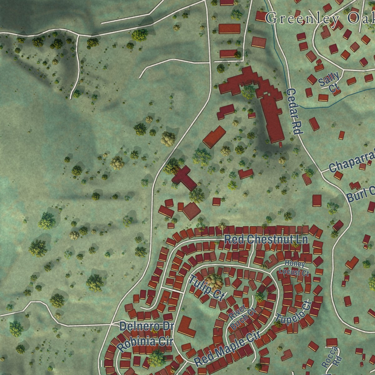 Close-up of the map of East Sonora, California print showing street and building detail