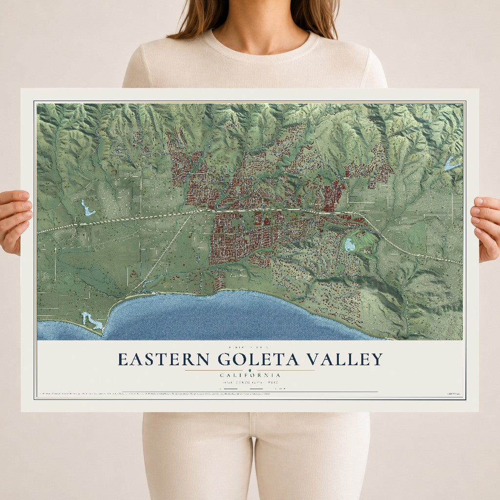 Map of Eastern Goleta Valley, California, 18 x 24 inch unframed archival matte print