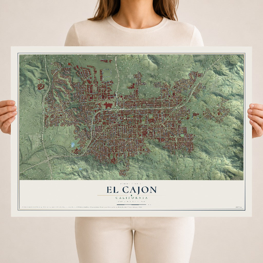 Map of El Cajon, California, 18 x 24 inch unframed archival matte print