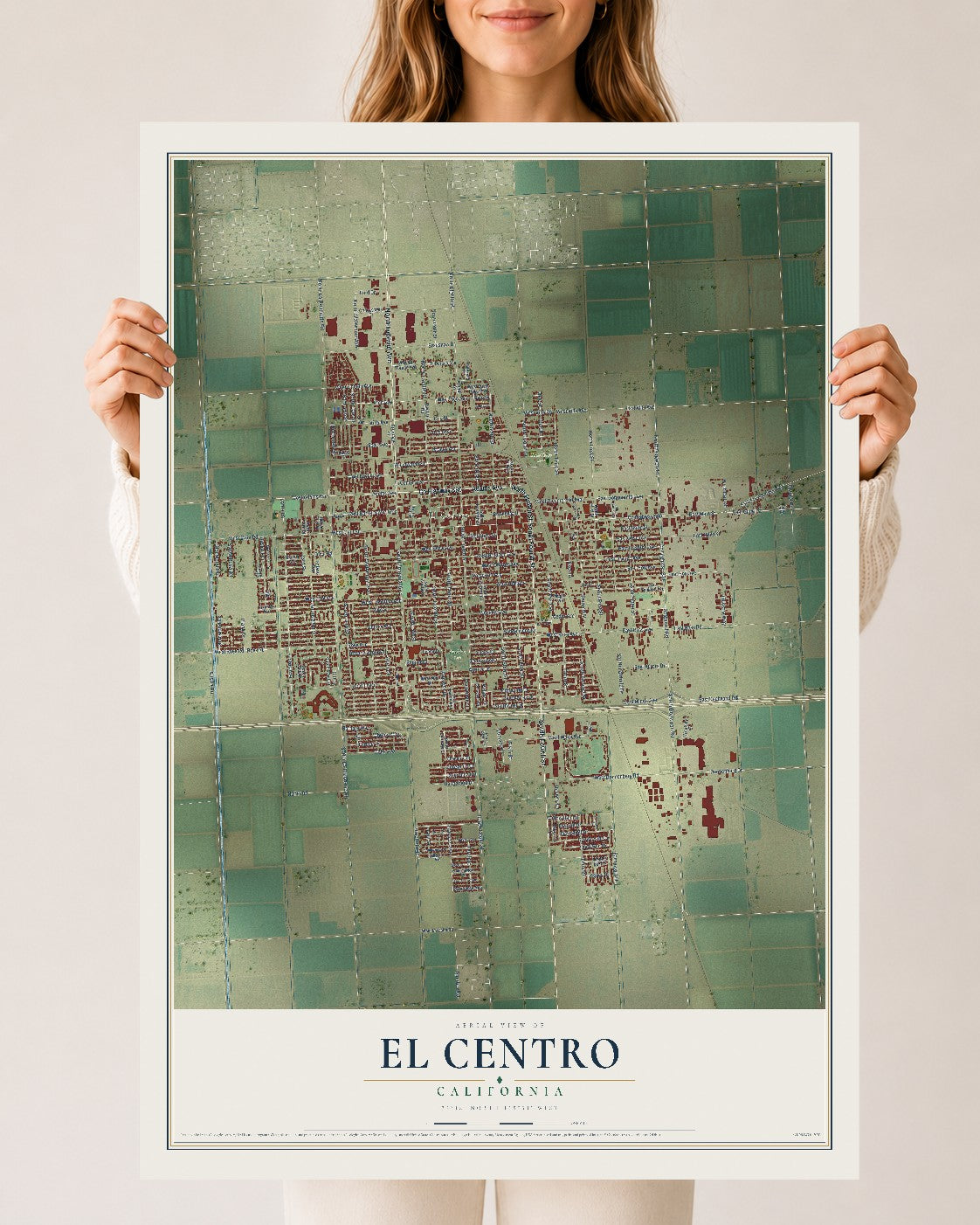 Map of El Centro, California, 24 x 36 inch unframed archival matte print