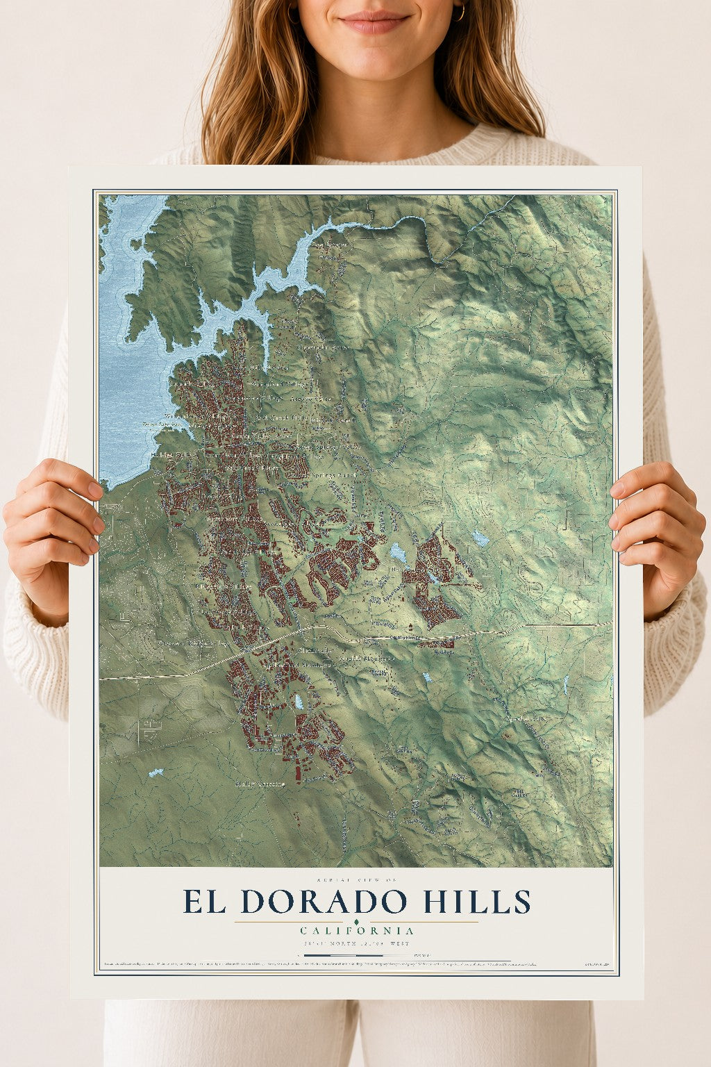 Map of El Dorado Hills, California, 18 x 24 inch unframed archival matte print