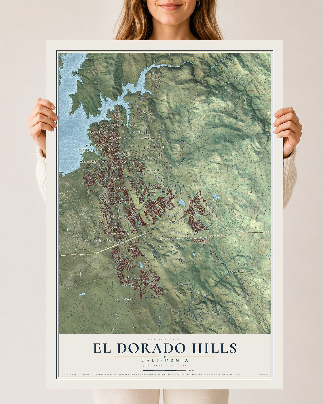 Map of El Dorado Hills, California, 24 x 36 inch unframed archival matte print