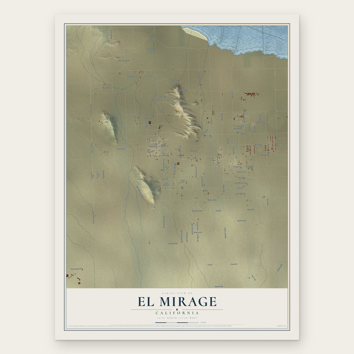 El Mirage, California map print, the full design