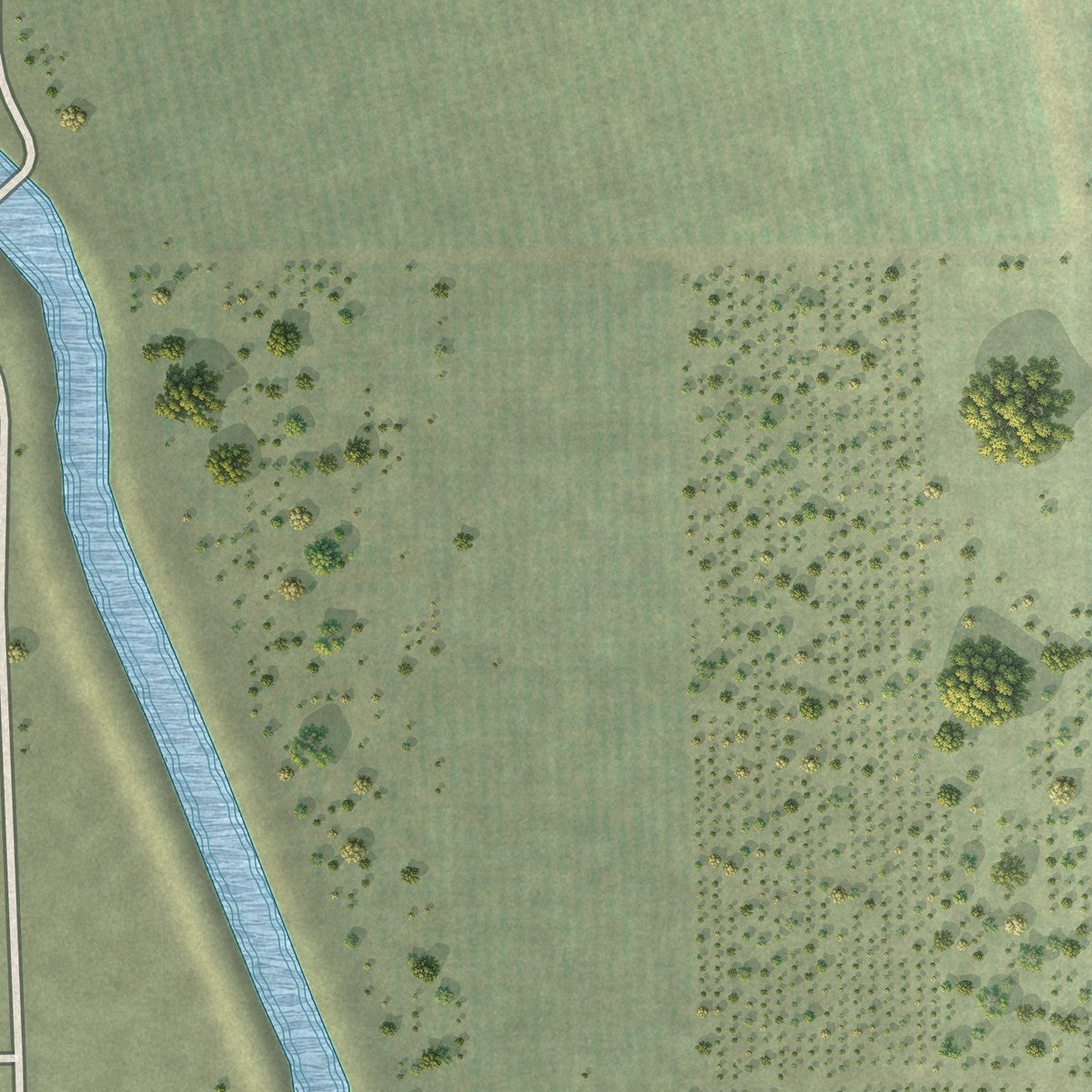 Close-up of the map of El Rancho, California print showing street and building detail