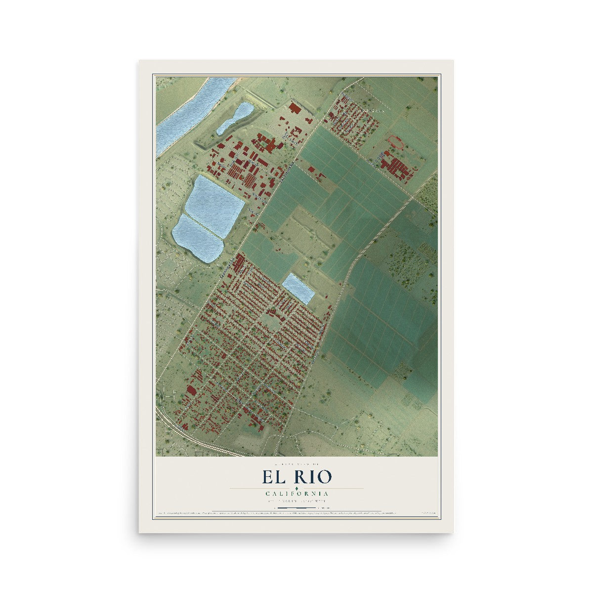 Map of El Rio, California, 12 x 18 inch unframed archival matte print