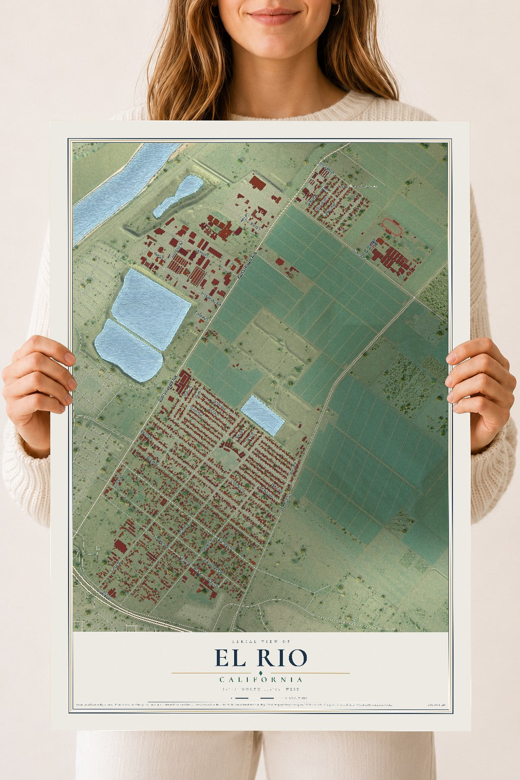 Map of El Rio, California, 18 x 24 inch unframed archival matte print