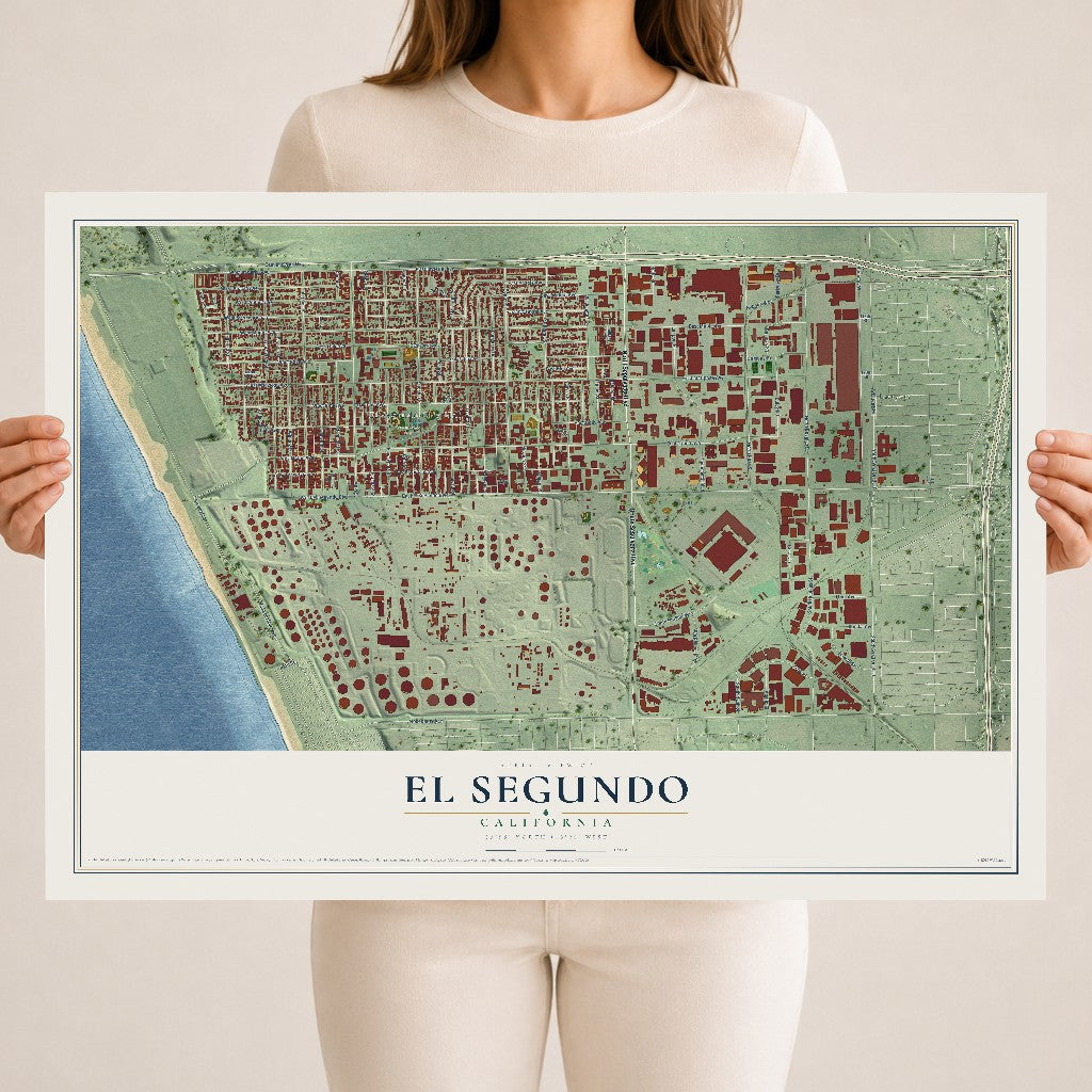 Map of El Segundo, California, 18 x 24 inch unframed archival matte print