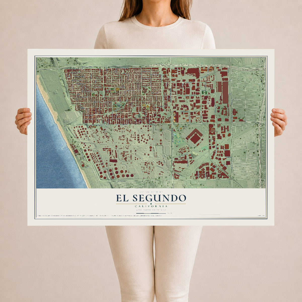Map of El Segundo, California, 24 x 36 inch unframed archival matte print
