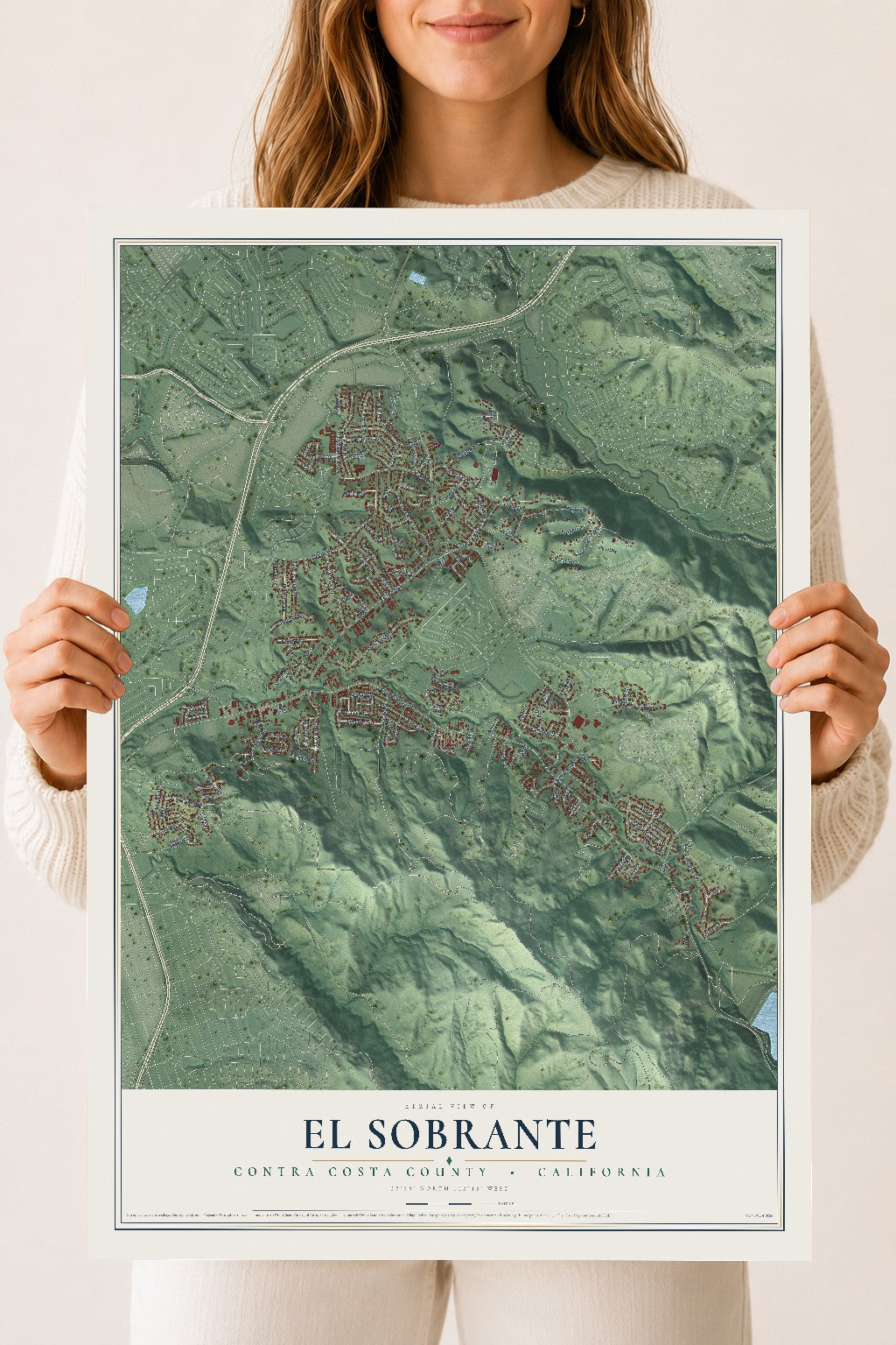 Map of El Sobrante, Contra Costa County, California, 18 x 24 inch unframed archival matte print