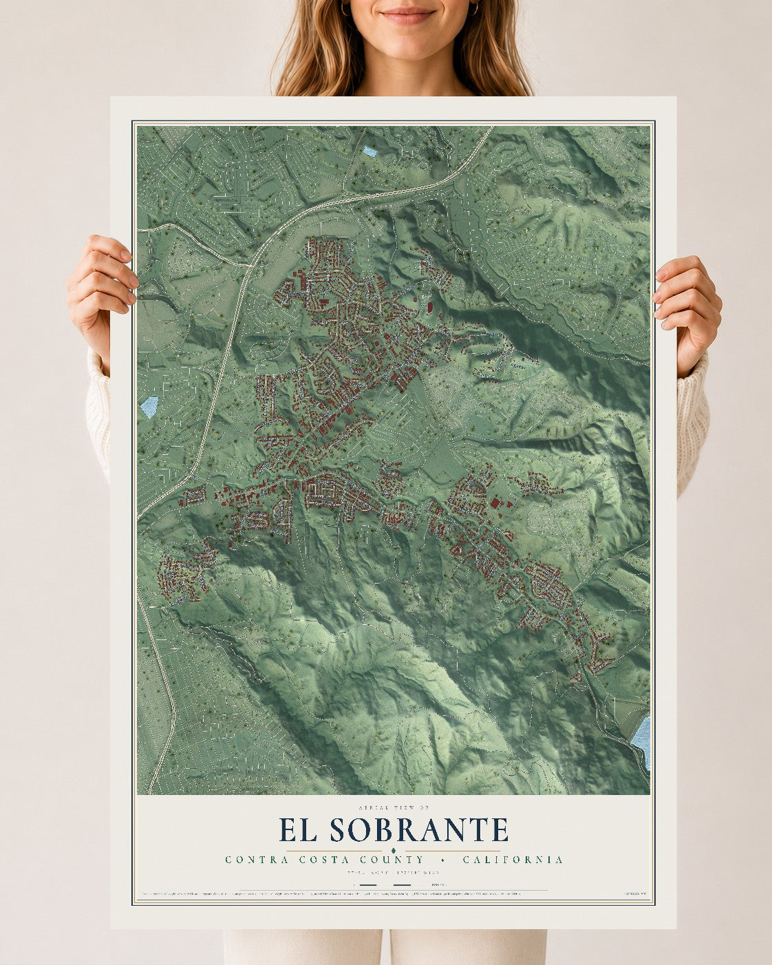 Map of El Sobrante, Contra Costa County, California, 24 x 36 inch unframed archival matte print