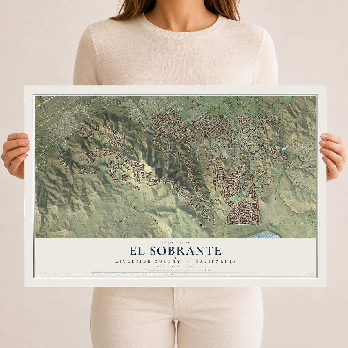 Map of El Sobrante, Riverside County, California, 12 x 18 inch unframed archival matte print