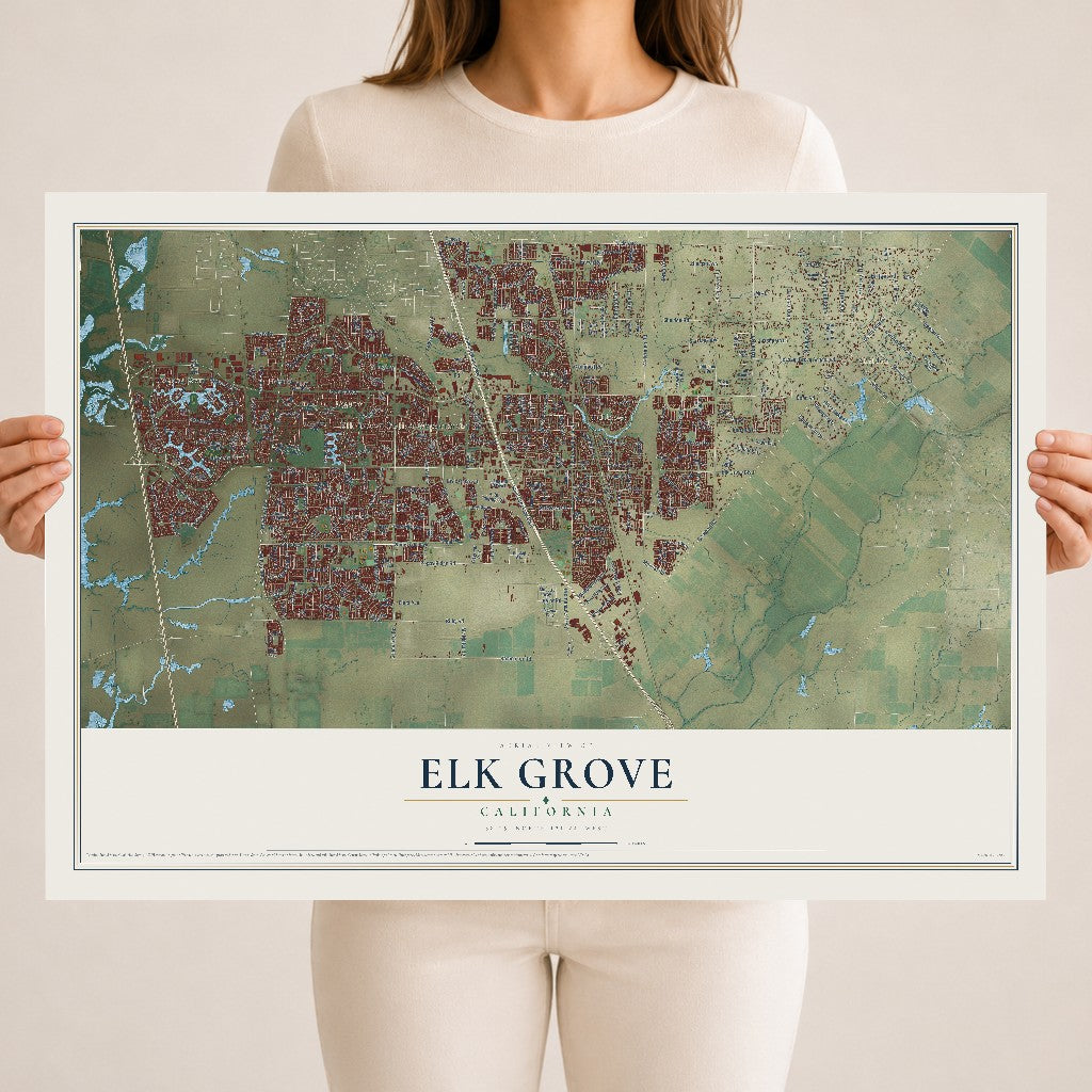 Map of Elk Grove, California, 18 x 24 inch unframed archival matte print