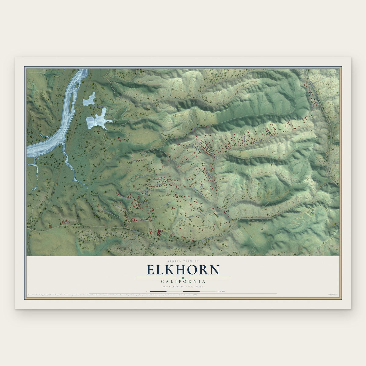 Elkhorn, California map print, the full design