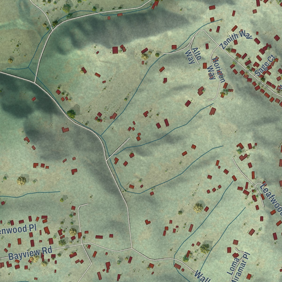 Close-up of the map of Elkhorn, California print showing street and building detail