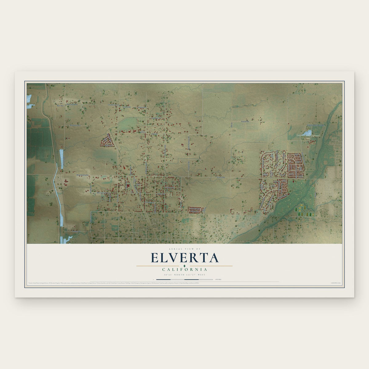 Elverta, California map print, the full design