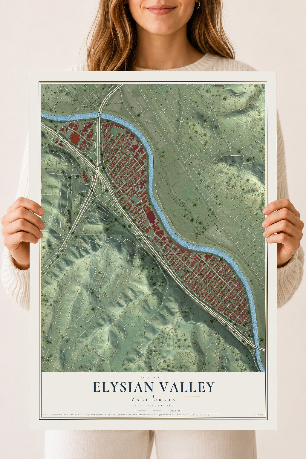 Map of Elysian Valley, California, 18 x 24 inch unframed archival matte print