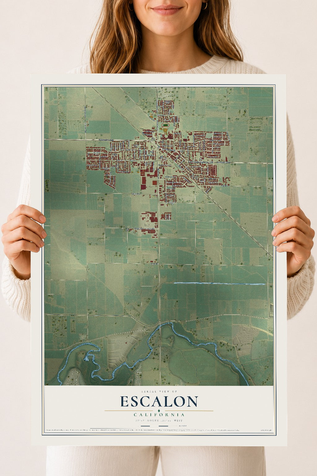 Map of Escalon, California, 18 x 24 inch unframed archival matte print