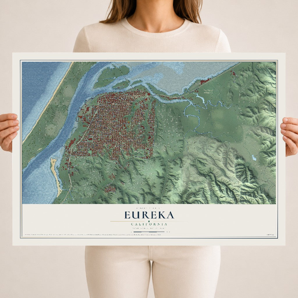 Map of Eureka, California, 18 x 24 inch unframed archival matte print