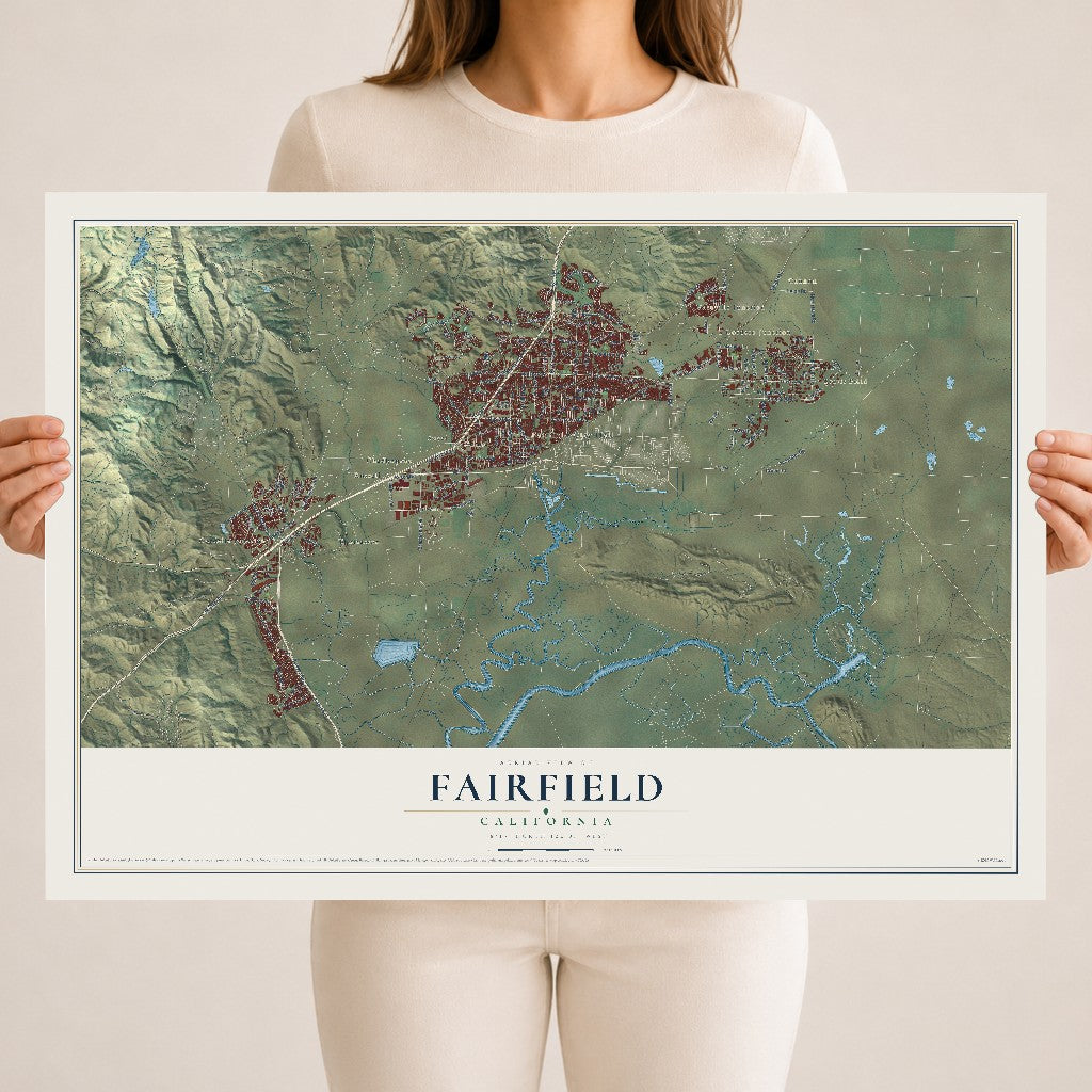 Map of Fairfield, California, 18 x 24 inch unframed archival matte print