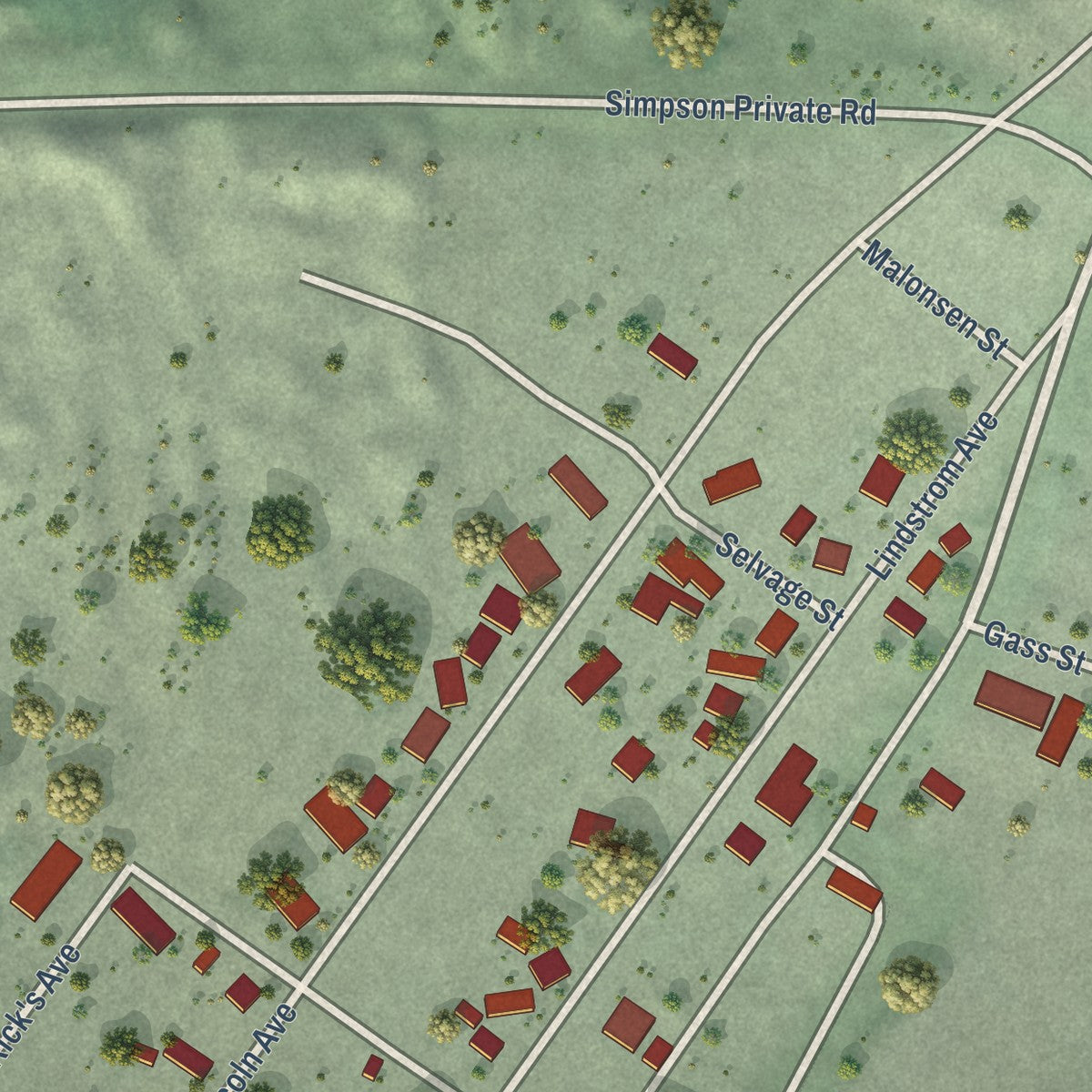 Close-up of the map of Fairhaven, California print showing street and building detail