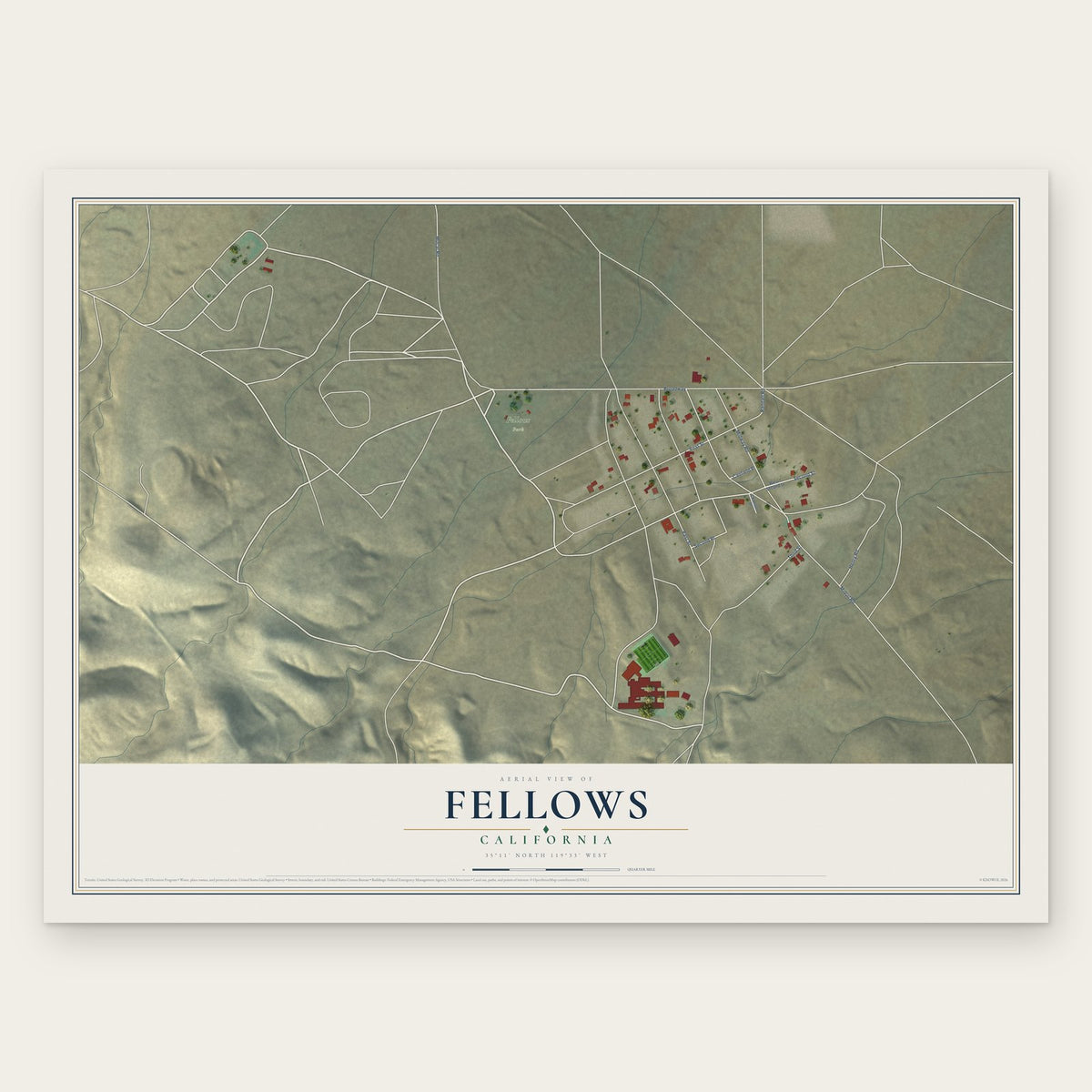 Fellows, California map print, the full design