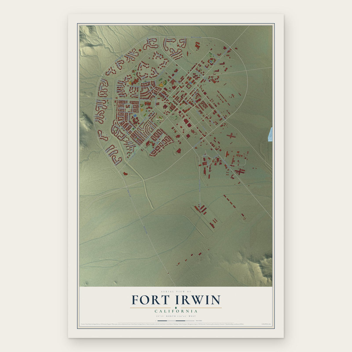 Fort Irwin, California map print, the full design