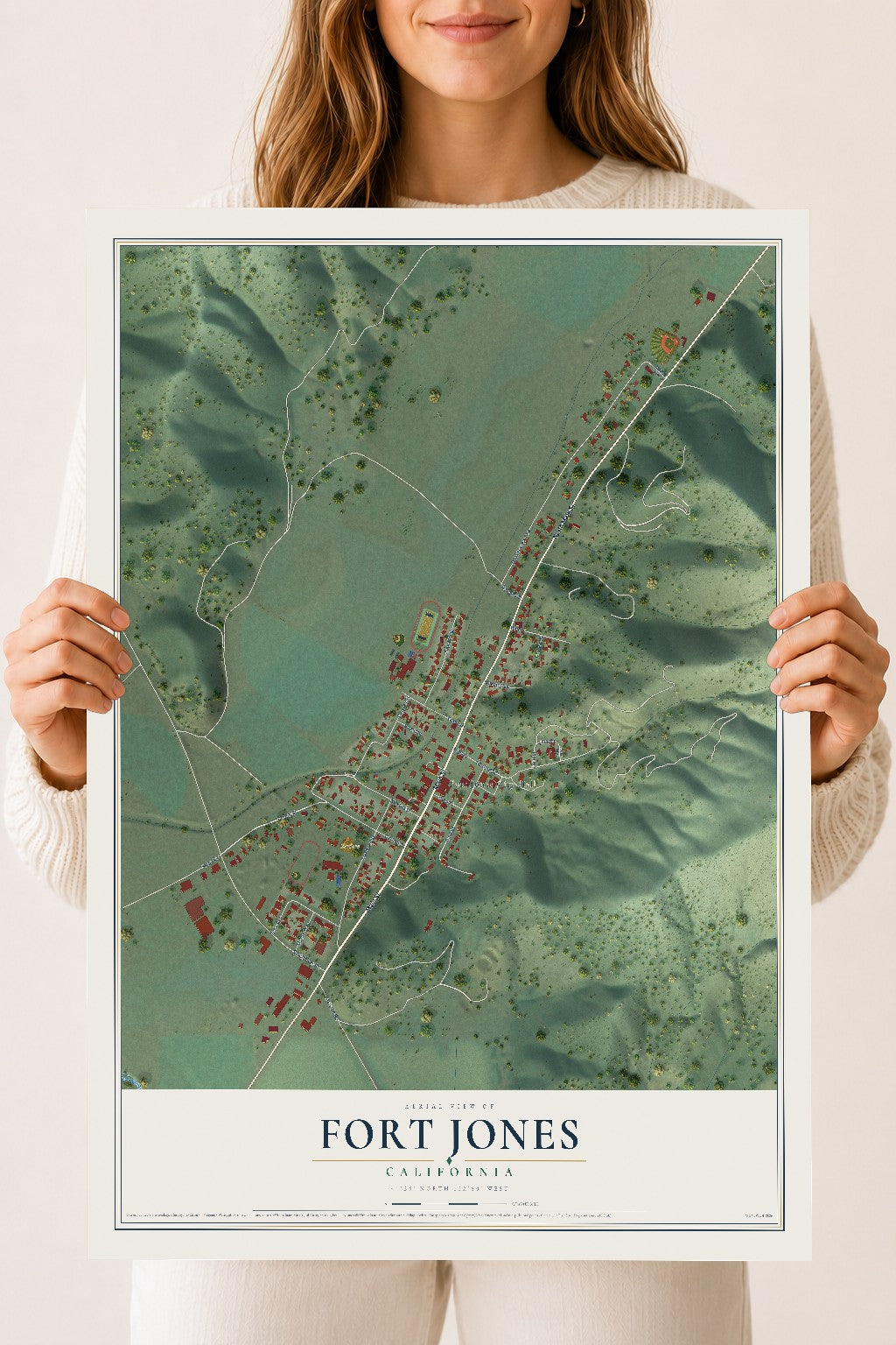 Map of Fort Jones, California, 18 x 24 inch unframed archival matte print